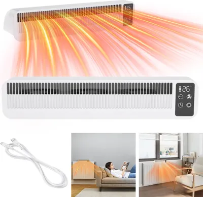 Productafbeelding van XINZI Slimme verwarmingsventilator, draadloos en met kabel te gebruiken, automatische modus, timer, 3 snelheden, stille werking (<45 dB), wit