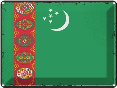 Zdjęcie produktu dla vianmo Blaszany znak 30x40 cm Turkmenistans Retro Turkmenistan