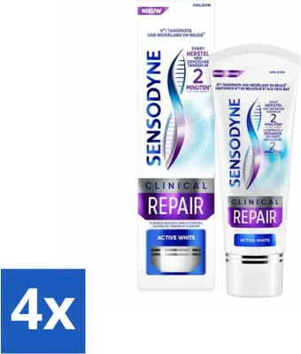 Obrázok produktu pre Sensodyne - Zubná pasta - Clinical Repair - Active White - Obnovenie skloviny - 75 ml - Hodnotné balenie - 4 kusy