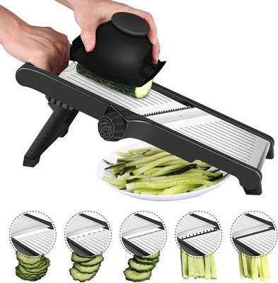 Produktbild von Famanu Mandoline Gemüseschneider mit verstellbarer Schnittstärke - inklusive Sicherheitshandschuhe