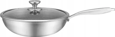 Zdjęcie produktu dla PATELNIA WOK GŁĘBOKA Nieprzywierająca PLASTER MIODU Z Pokrywką 28cm 7655