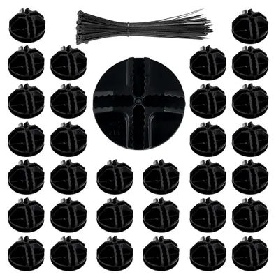 Produktbild von 40 Kunststoff-Würfelgitterverbinder und 80 Kabelbinder – Schwarz