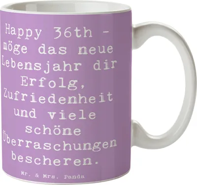 Produktbild von Mr. & Mrs. Panda Teetasse Spruch 36. Geburtstag Segen - Lavendeltraum - Geschenk, Alter, Erfolg, Trinkbecher, Freunde, Keramiktasse, Hoffnung, Kaffeebecher, Tasse
