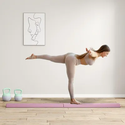 Immagine prodotto di Trave d'equilibrio pieghevole da 236 cm, trave da ginnastica portatile, trave da ginnastica antiscivolo, trave da ginnastica ed equilibrio fino a 80 kg, per bambini dai 3 anni, per interni ed esterni, rosa