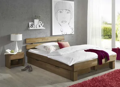 Produktbild von Elfo Jenny Futonbett, Massivholz Eiche geölt, 120x200 cm Liegefläche, Kopfteilhöhe 75 cm, Gesamttiefe 212 cm