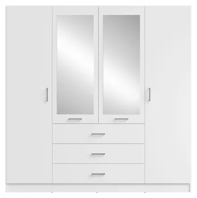 Produktbild von Masseno Drehtürenschrank NEVARIS 200/200,5/58cm 4-türig mit Spiegel Weiß