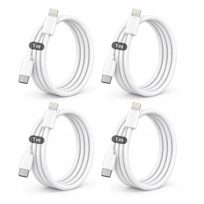 Produktbild von 4x iPhone Lightning Ladekabel 1m – USB-C auf Lightning Ladekabel 20W – Schnellladekabel für iPhone 5 bis 14 Pro Max, iPad, iPod & AirPods