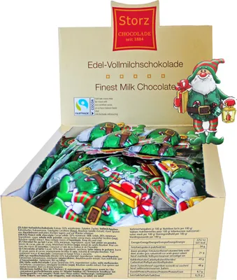 Produktbild von Storz 60er SET Wichtel Didi, 750 g (60 Stk. à je 12,5 g), lose im Display-Karton / Schokolade / Weihnachten