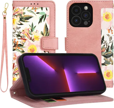 Produktbild von Techsuit FlipCraft Book Wallet Klapphülle mit Kabel für Apple iPhone 13 Pro - Sweetheart Pink
