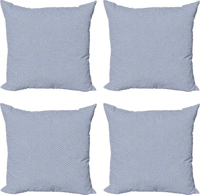 Produktbild von ABAKUHAUS japanisch Kissenbezug Set (4 Stück), Art Deco Scales Boho, Moderner Doppelseitiger Digitaldruck, 40 cm x 40 cm, Blau Weiss
