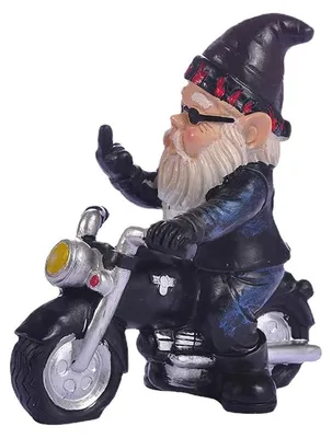 Motorrad-Zwergfigur, 13 cm, wasserfest, lustige Gartendekoration