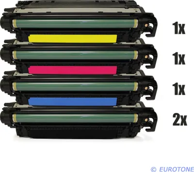 Produktbild von 5x Eurotone Toner Alternative für HP CE270A-73A / CE270A 650A Black Schwarz / CE271A Blau Cyan / CE273A Rot Magenta / CE272A Gelb Yellow