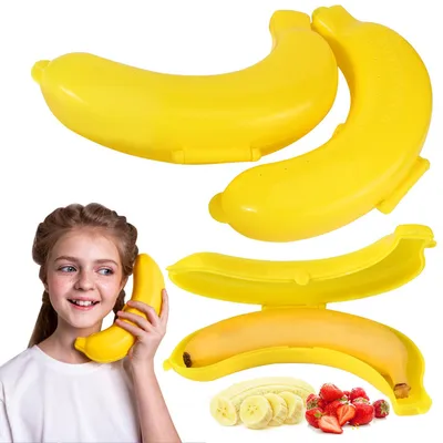 Bananenbox 3er-Set, Kunststoff, gelb, für unterwegs