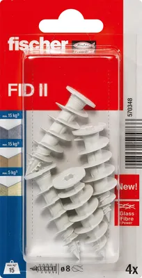 Obrázek produktu pro Fischer 570348, Hmoždinka do zdi, Sádrokarton, Plast, Šedá, Torx, TX40