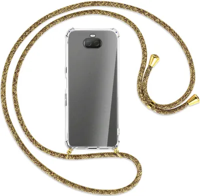 Produktbild von Handykette Backcover-Schutzhülle mit Band (Metall goldfarben) für Sony Xperia 10 Plus - braun+beige