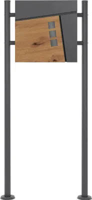 Zdjęcie produktu dla Skrzynka na listy ML-Design z przegrodą na gazety, 37x36,5x11 cm, antracyt/drewno, z podstawką