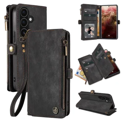 Produktbild von Handy Hülle für Samsung Galaxy A57 5G Geldbeutel Geldbörse RFID Schutz Klapphülle Cover Schutzhülle Wallet Farbe: Schwarz