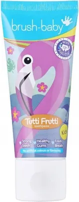 Obrázok produktu pre Pasta pre deti 3-6 rokov Tutti Frutti, 50 ml - Zubná pasta s dentálnou formulou pre zdravé zúbky a ďasná detí. Účinná ochrana pred zubným kazom, jemná ovocná chuť.