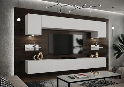 Wohnwand TV 274 cm Weiß Matt