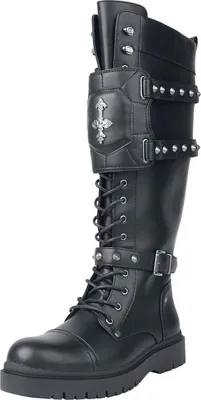 Produktbild von Gothicana by EMP Herren schwarze Stiefel mit Nieten und Schnallen EU43