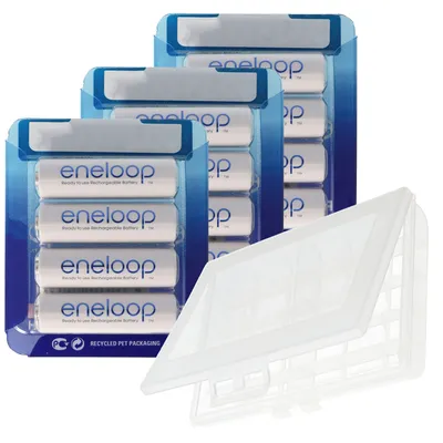 Zdjęcie produktu dla 12 akumulatorków Panasonic eneloop standard AA, Mignon, najnowszej generacji, max. 2000mAh, 2100 cykli ładowania z AccuCell BOX10 promocja 10+2 gratis !