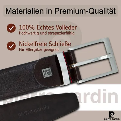 Pierre Cardin Herren-Leder-Gürtel dunkelbraun