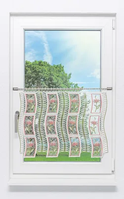 Immagine prodotto di Tenda a pannelli in pizzo di Plauen - Motivo floreale  (L x A) 81 cm * 49 cm rosa/rosa