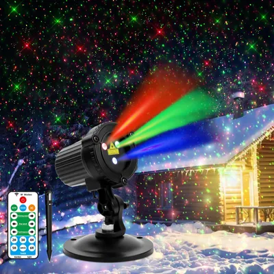 Produktbild von RGB Laserstrahler Stern，LED Projektionslampe （Grün, Rot, Blau） Weihnachten Laserprojektor mit Fernbedienung，Stecker，Timer，Halloween，New Year