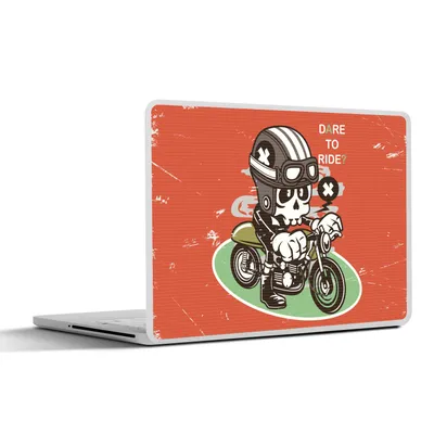 Produktbild von MuchoWow® Laptop Aufkleber Sticker Cover Vintage - Totenkopf - Motor 30x22 cm - Laptop-Sticker