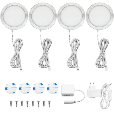 Productafbeelding van Set van 4 LED onderbouwlampen voor de keuken, warm wit, kastverlichting, vitrineverlichting, 1000LM 8W