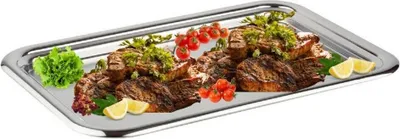 Produktbild von Servier Fisch platte Käse Antipasti  Wurst Nudel Dessert Obst Edelstahl 65x53 cm