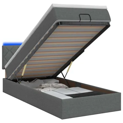 Obrázok produktu pre Postel s úložným priestorom a LED matracom, tmavosivá, 80 x 200 cm