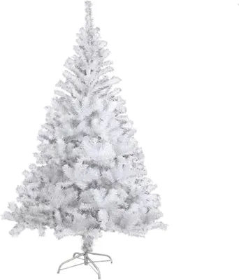 A white artificial Christmas tree on a white background.