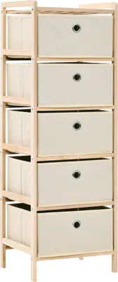 Produktbild von Möbel Korb-Kommode mit 5 Stoffkörben Zedernholz Beige - Kommoden 246434