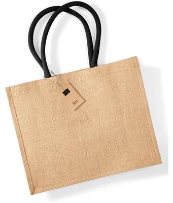 Produktbild von Westford Mill Jute-Einkaufstasche, 21 Liter FK968 (Einheitsgröße) (Natur/Schwarz)