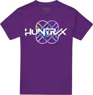 Productafbeelding van K-Pop Demon Hunters - "Huntr/X" logo T-shirt voor heren/dames, uni model, TV20245 (maat L) (paars)