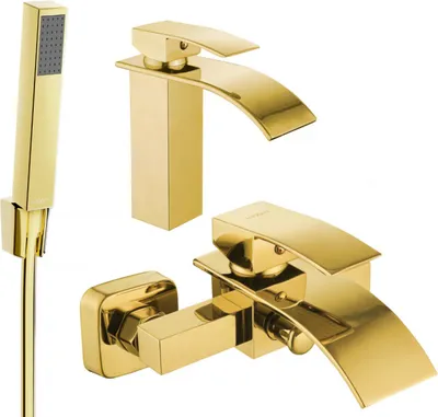 Produktbild von Mexen Aries R77 Badewannenset, Gold - 744803R77-50