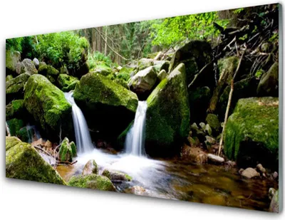 Produktbild von Acrylglasbilder 100x50 Wandbild Druck Wasserfall Felsen Natur