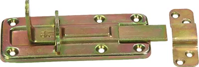 Produktbild von Türriegel mit Schlaufe und flachen Griff 120x46x6,0mm gelb verzinkt