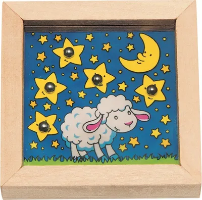 Immagine prodotto di goki 56703 Puzzle con sfere d'acciaio, 6,5 x 6,5 x 1,8 cm, legno (modello casuale)