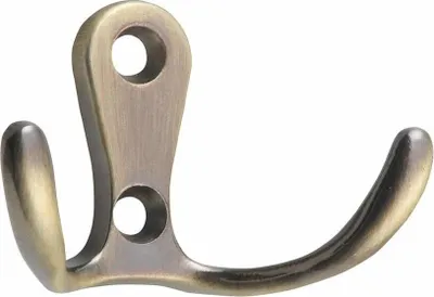 Produktbild von Wandhaken Doppelhaken im Retro-Stil aus Legierung, Bronze, 30x46x24mm (HxBxT)