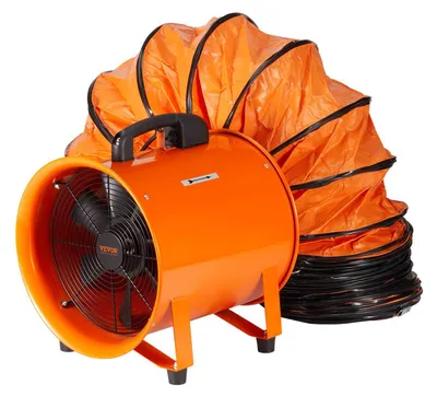 Obrázek produktu pro Stavební ventilátor 145 W Střídavý motor Stavební ventilátor 2900 ot/min Stavební ventilátor Dmychadlo 481 l/s (1020 CFM) Axiální ventilátor s 8 m hadicí Axiální ventilátor 79 dB Hlučnost Průmyslový ventilátor
