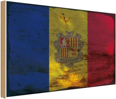 Produktbild von vianmo Holzschild 20x30 cm Andorra Andora Rost Flagge Fahne Wappen