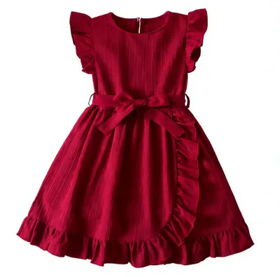 Produktbild von Mädchenkleid mit Rüschen und Schmetterlingsärmeln für Kinder im Alter von 2 bis 8 Jahren