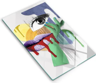 Produktbild von Glasschneideplatte - Herdabdeckplatte - 30x52 cm - Schneidebrett - Spritzschutz - Eine abstrakte Kunstcollage