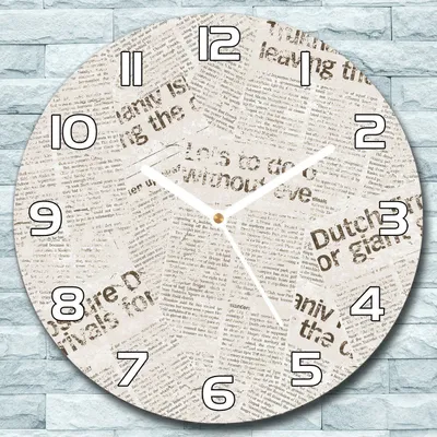 Produktbild von Wanduhr aus Glas Rund fi 30 Vintage Zeitung Quarz Deko Wohnzimmer Büro
