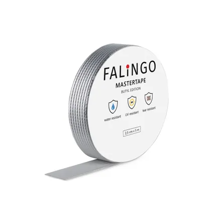 Produktbild von FALINGO Dichtungsband Wasserdichtes Klebeband, Butyl Klebeband für Dach, Wand, Fenster, Rohr (2,5 cm x 5 m)