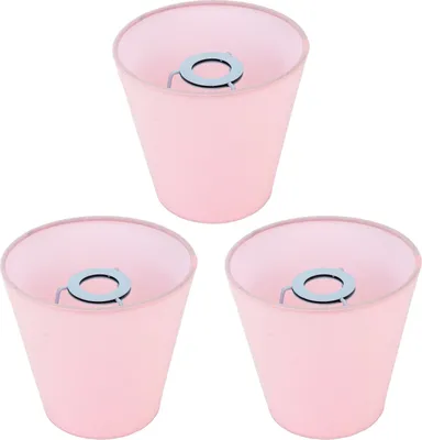 Imagen del producto de 3 pantallas de lámpara de tela, diseño innovador, tipo E14, modernas, cubiertas de tela para lámparas de dormitorio o mesita de noche, color rosa