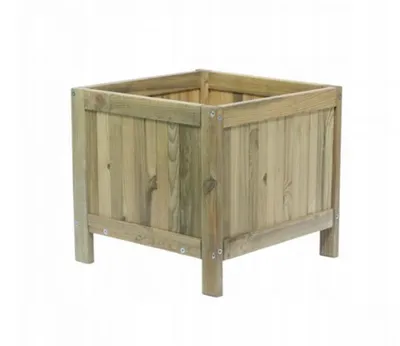 Produktbild von Blenheim Holz-Pflanzkübel 40x40x37 cm, Grün, Pflanzkasten aus Holz für Balkon & Terrasse