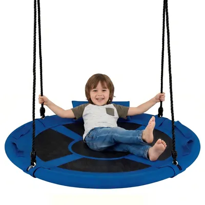 Produktbild von KOMFOTTEU 100 cm Nestschaukel für 2 Kinder, Kinderschaukel mit Kopfkissen & 4 Griffe, Tellerschaukel mit 2 verstellbaren Seilen, Hängeschaukel bis 150 kg belastbar, für Garten, Spielplatz & Baum